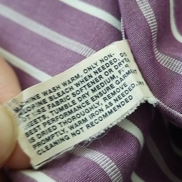 Gap Factory Purple & White Striped Chambray Long Sleeve Button Down Shirt - Picture 6 of 7